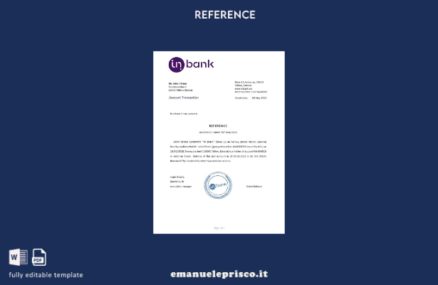 modello di riferimento Inbank Estonia stile verificato